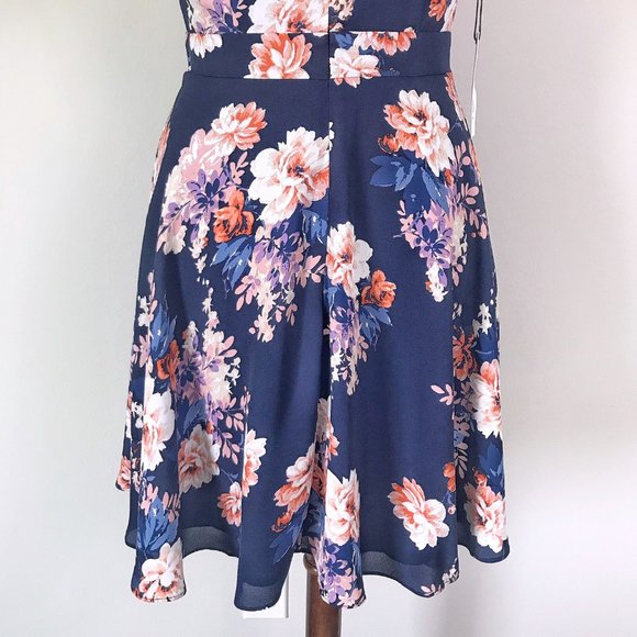 Ali & Jay Los Angeles Anthro Blue Floral Cutout Cold Shoulder Chiffon Mini Dress - Picture 11 of 16